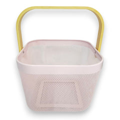 Cesto cuadrado rosa de metal 1 pieza 25 x 18 cm