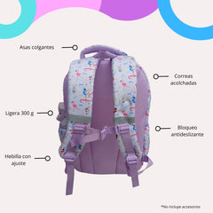 Mochila Escolar Gimnasia Mamgos para Niñas lila 1 pieza