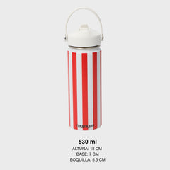 Termo Mamgos Líneas Blancas y Rojas Acero inoxidable 530 ml