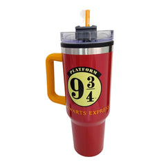Termo con popote Hogwarts color rojo Acero inoxidable 1.2 L
