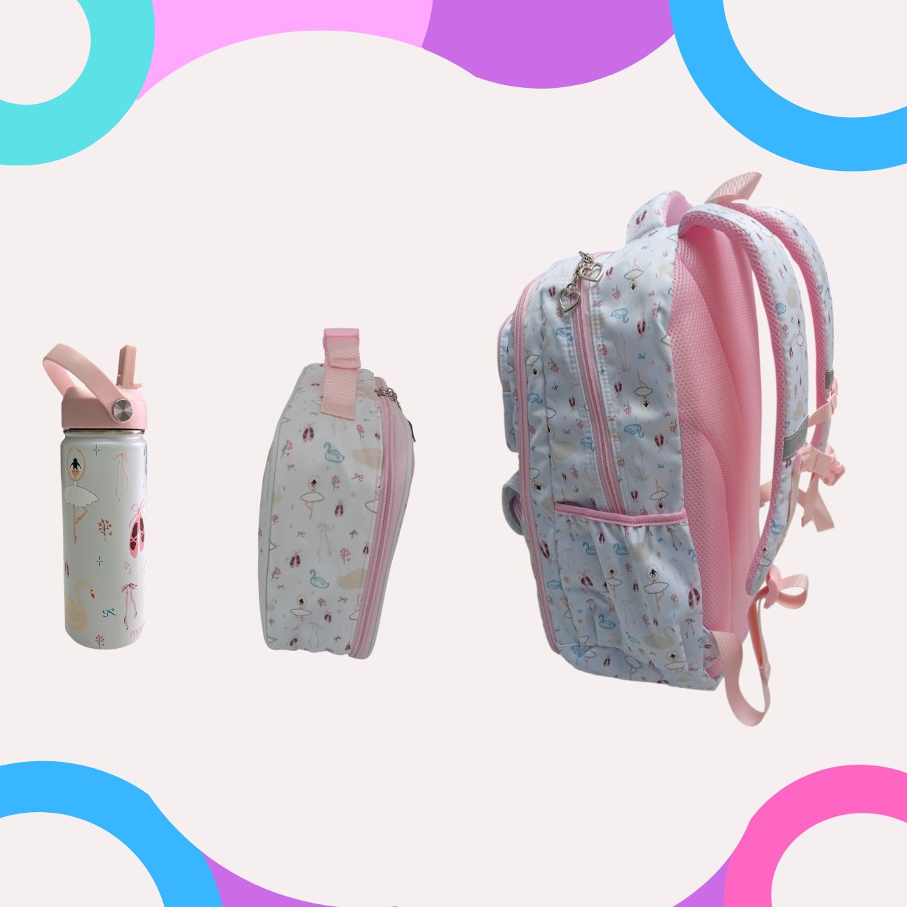 Kits de Mochilas Escolares Ballet Mamgos para Niñas 3 Piezas