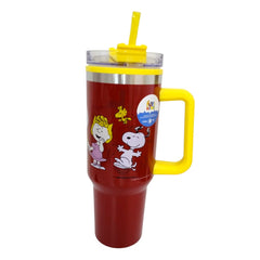 Termo con popote Snoopy Peanuts rojo Acero inoxidable 1.2 L