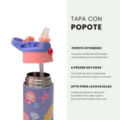 Termo Mamgos Sirena para Niños de Acero inoxidable 325 ml
