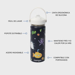 Termo con popote Mamgos Océano 2.0 Acero inoxidable 530 ml