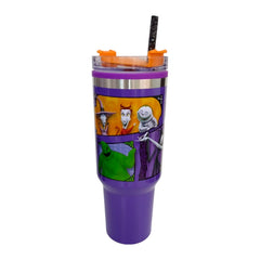 Termo con popote El extraño mundo de Jack morado acero 1.2 L