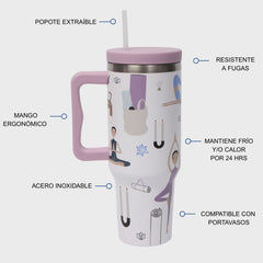 Termo Mamgos Yoga incluye popote Acero inoxidable 1.2 L