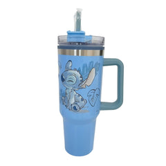 Termo con popote Stitch color azul de Acero inoxidable 1.2 L