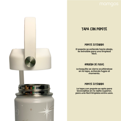 Termo con popote Mamgos Nacimiento Acero inoxidable 530 ml