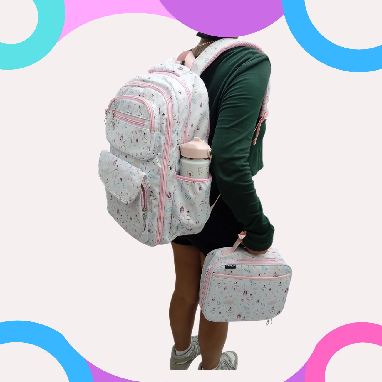 Kits de Mochilas Escolares Ballet Mamgos para Niñas 3 Piezas