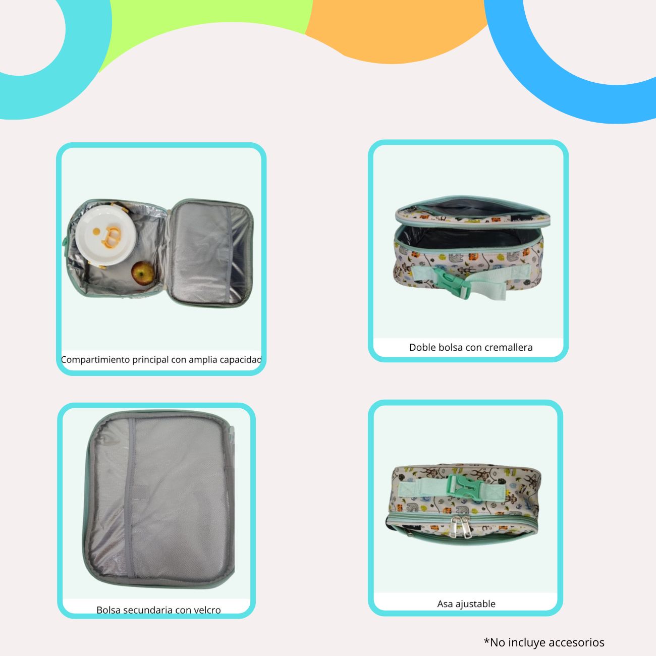 Lonchera Escolar Selva Mamgos para Niños color verde 1 pieza
