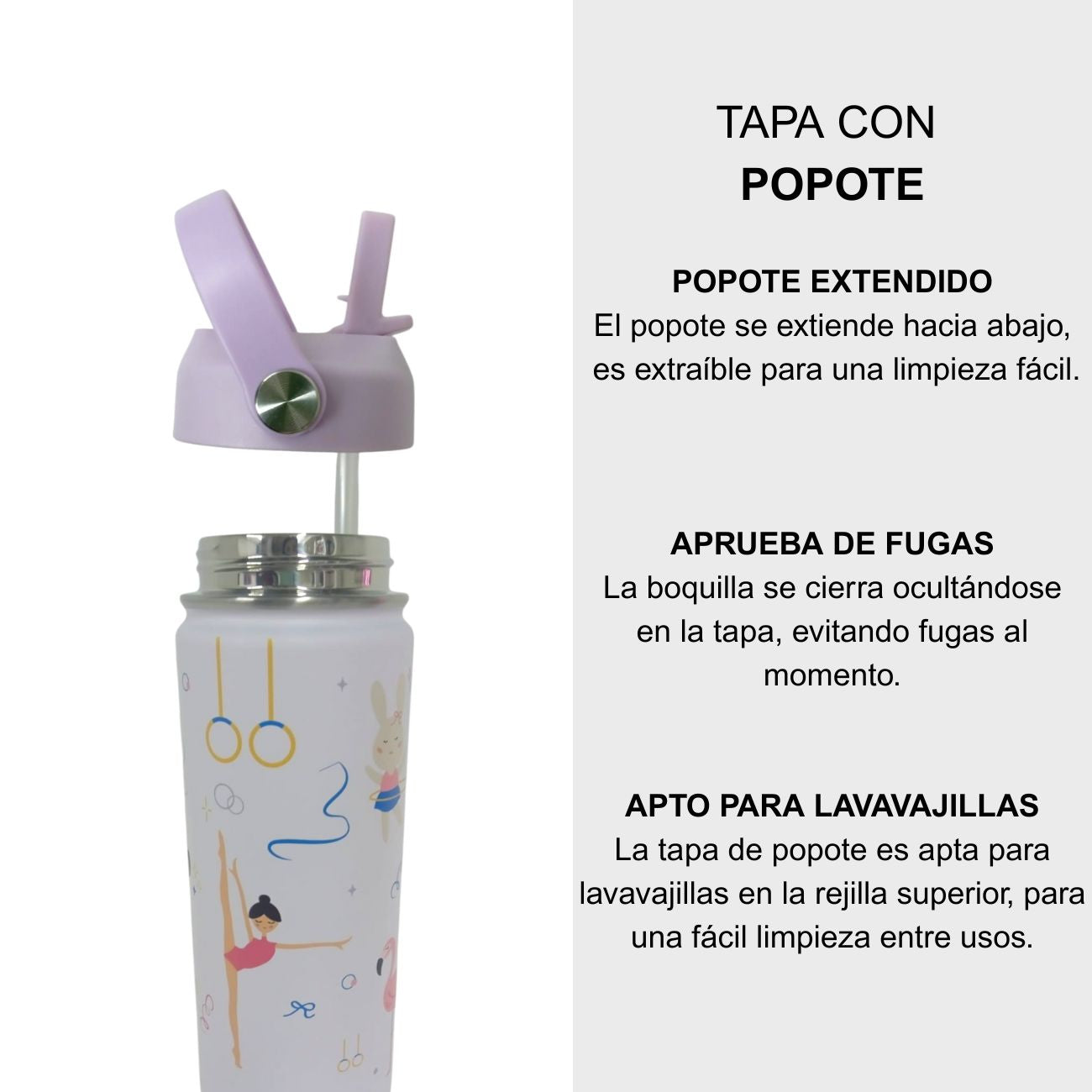 Termo Mamgos Gimnasia para Niñas de Acero inoxidable 530 ml