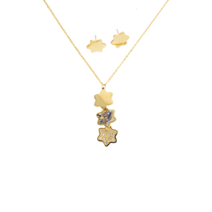 Juego De Aretes Y Collar Estrellas Dorado Mayoreo Acero