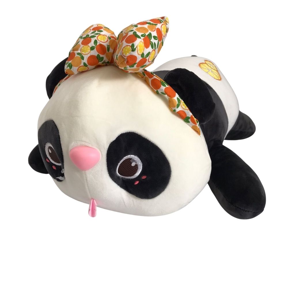 peluche panda bebe 36 cm con moño estampado