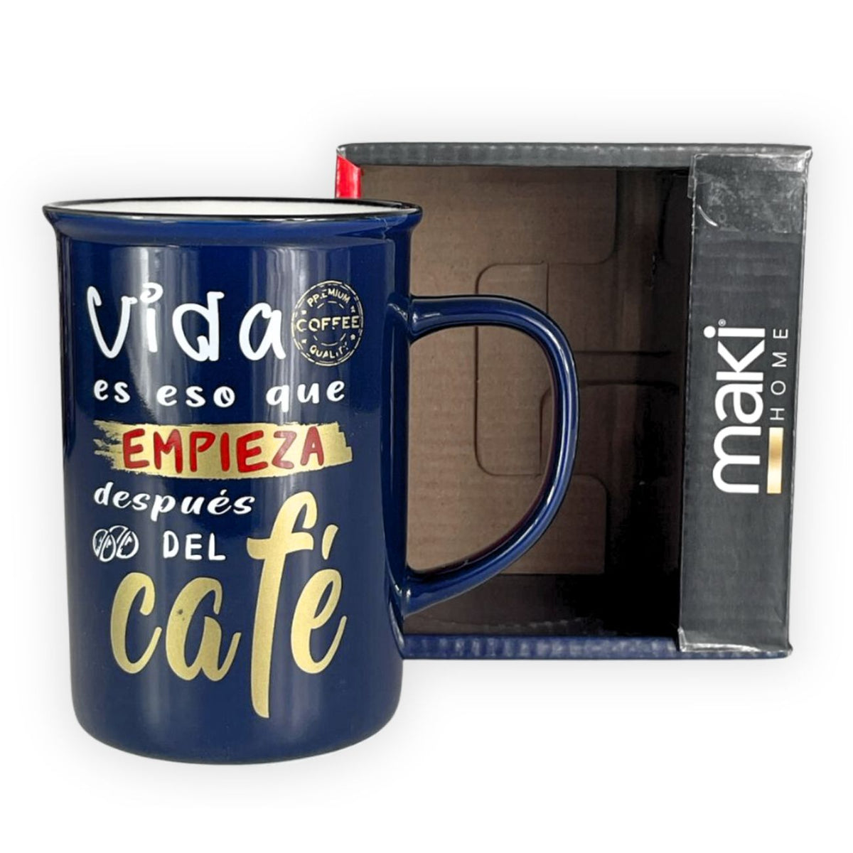 Taza De Porcelana Amor Por El Cafe Color Azul Rey