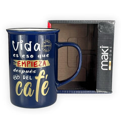 Taza De Porcelana Amor Por El Cafe Color Azul Rey