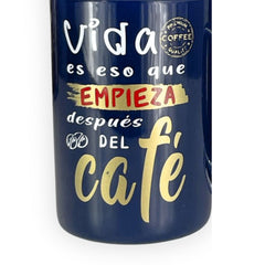Taza De Porcelana Amor Por El Cafe Color Azul Rey