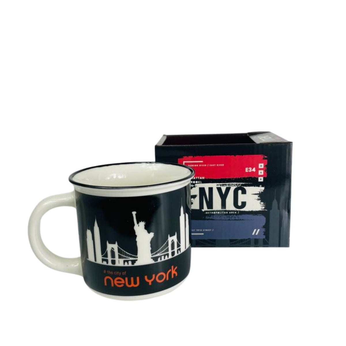 Taza De Porcelana Negra New York Negro