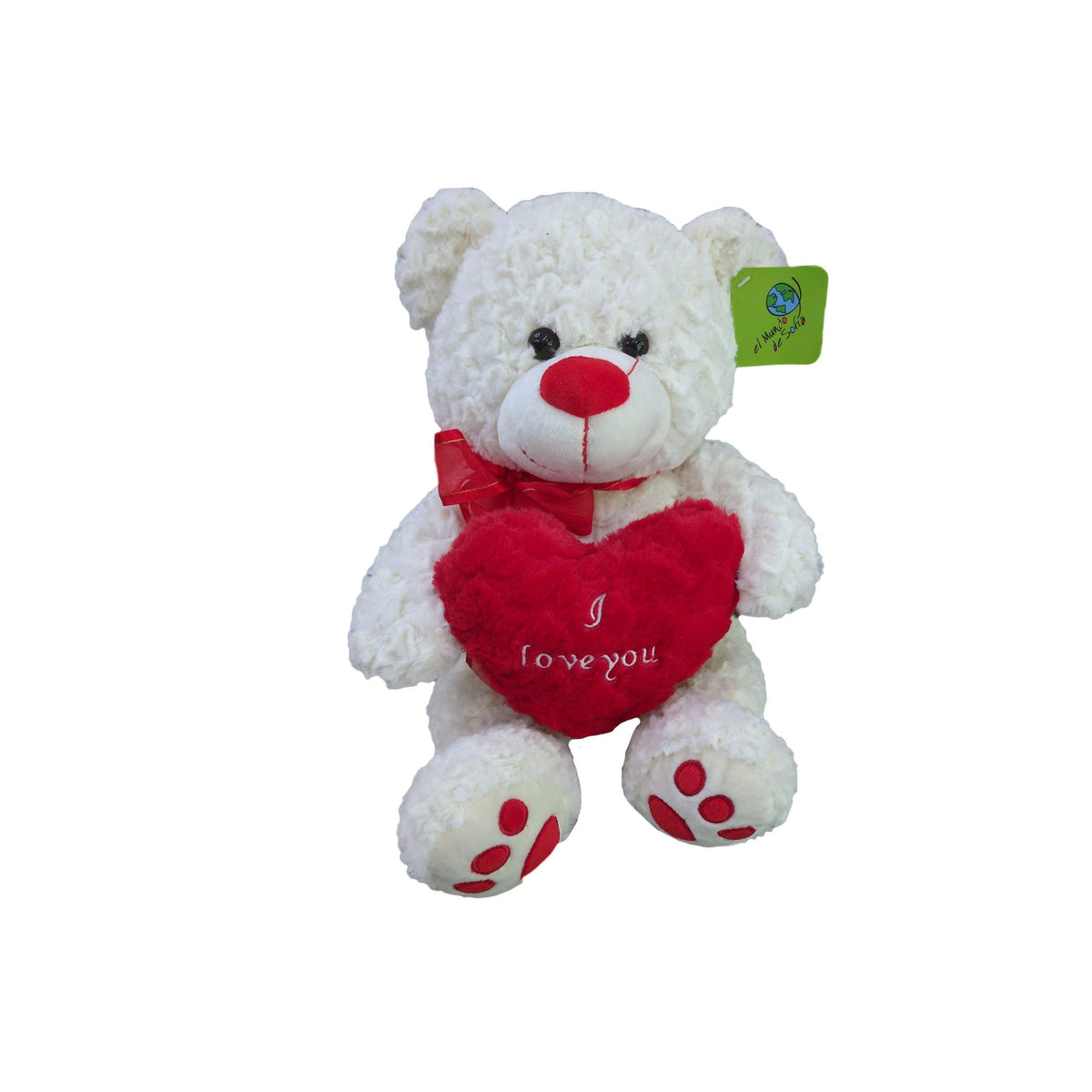 Oso peluche blanco con corazon