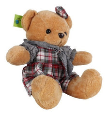 Peluche Oso Vestido A Cuadros Rojo 51cm