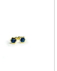 Aretes Hexagonales Corte Diamantado  Oro 10 Kilates