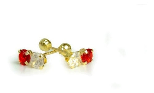 Aretes Doble Broquel Mediano  Oro 10kilates