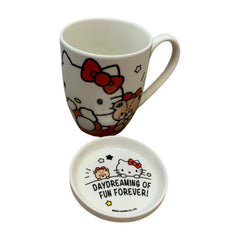 Taza de porcelana con tapa de Hello kitty 385ml