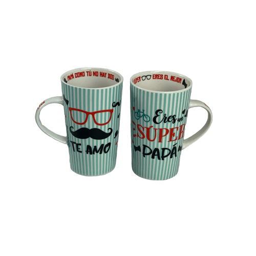 Taza Ceramica Dia del Padre Precio Mayoreo Azul Rayas