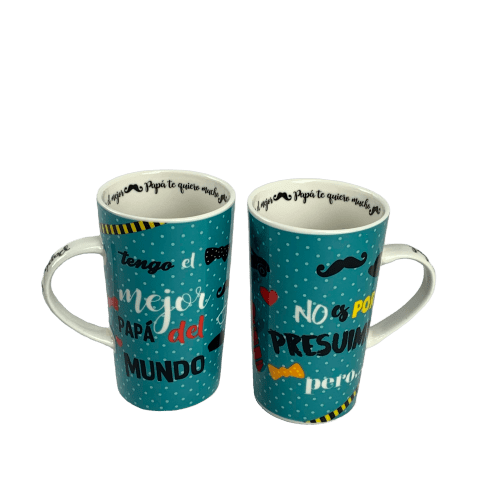 Taza Ceramica Dia del Padre Precio Mayoreo Azul Puntos