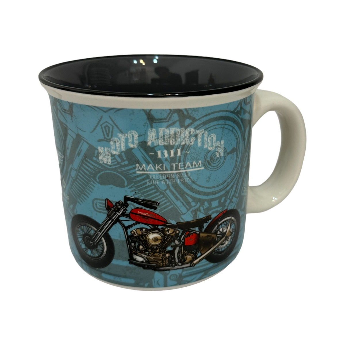 Taza De Porcelana De Motocicleta Color Azul