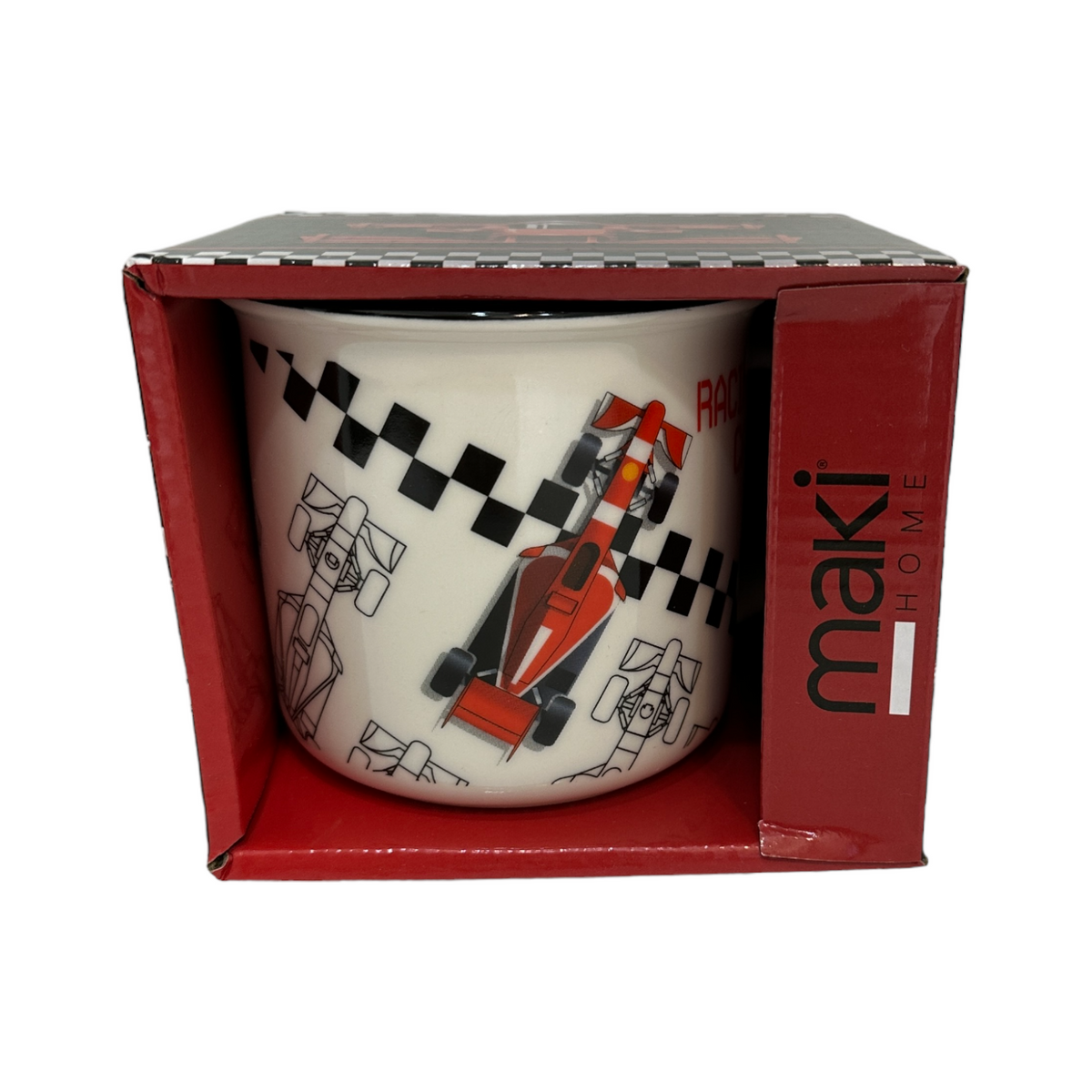 Taza De Porcelana Carro De Carreras Rojo