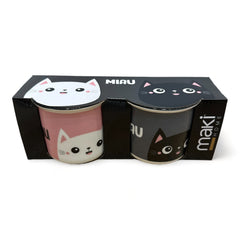 Juego de 2 Tazas Gatos Miau Rosa Gris