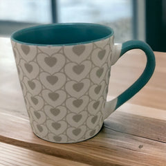 Tazas de porcelana color blanco corazones 380ml