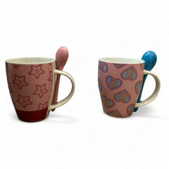 Juego de 2 tazas de cerámica con cuchara de Barbie 310 ml