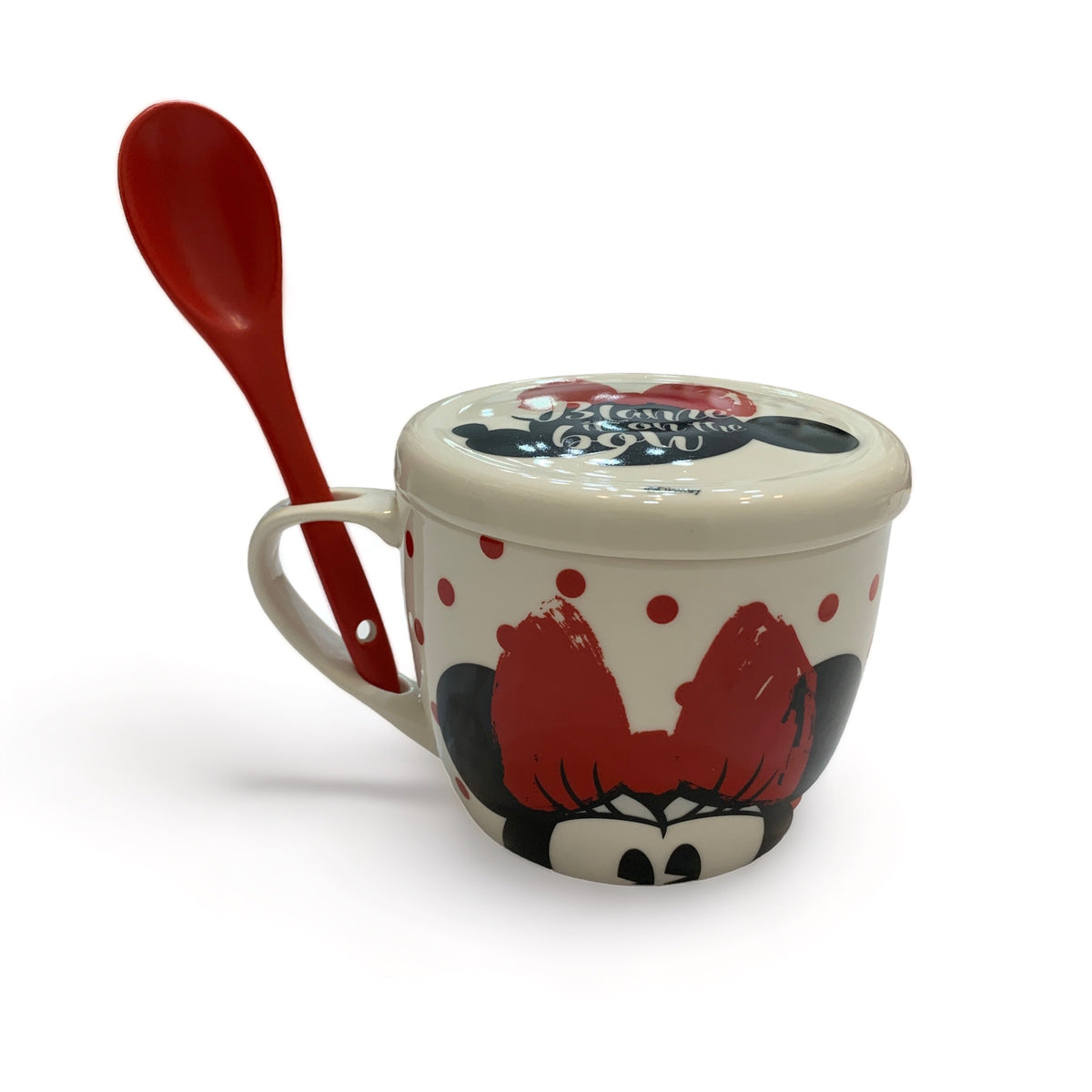 Taza Jumbo Con Tapa Minnie De Porcelana 650 Ml