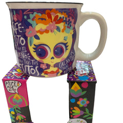 Taza de Porcelana con Frases y Ctrina Color Morada