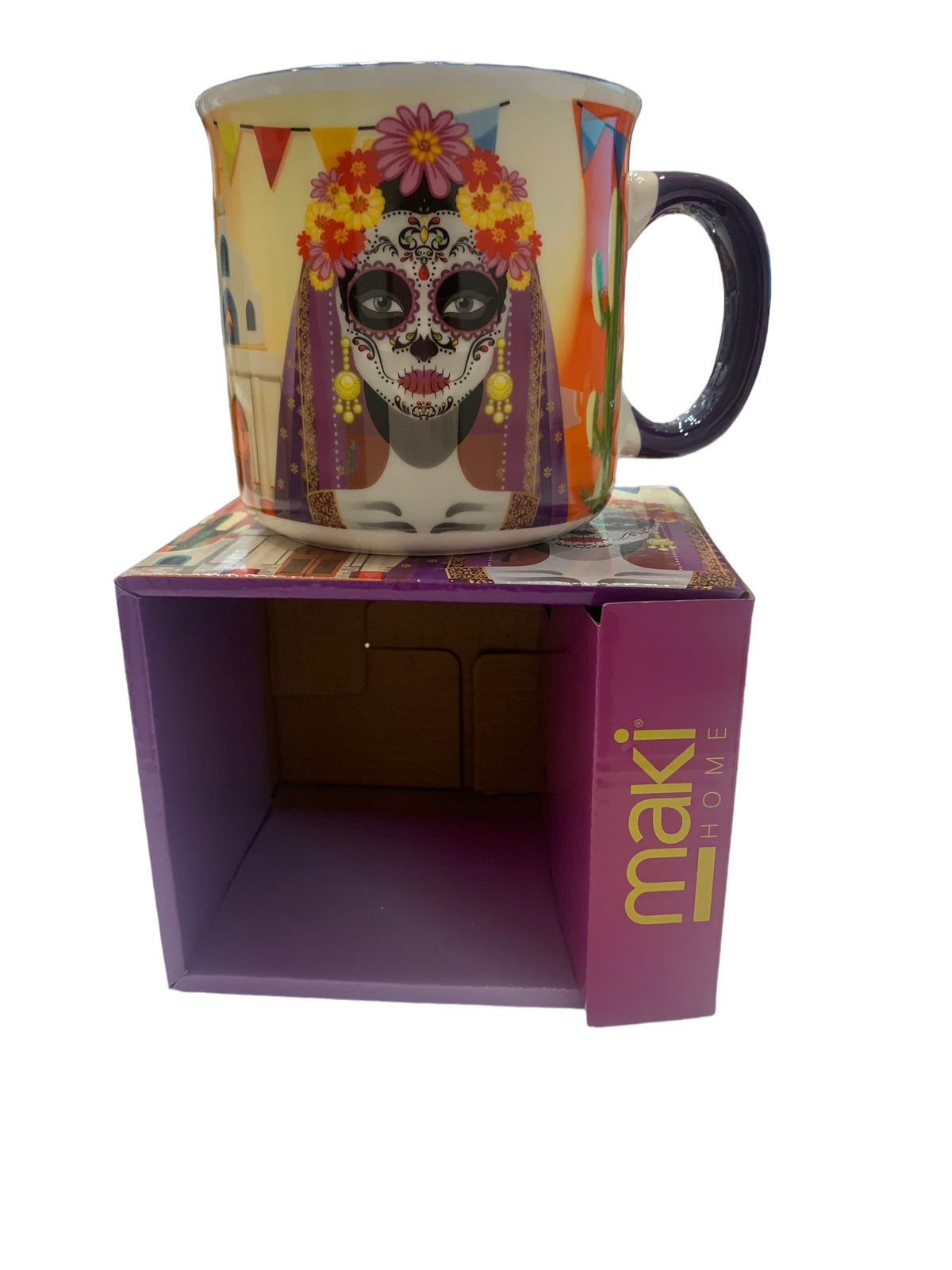 Taza de Catrina de Porcelana de Color Naranja de 400ml