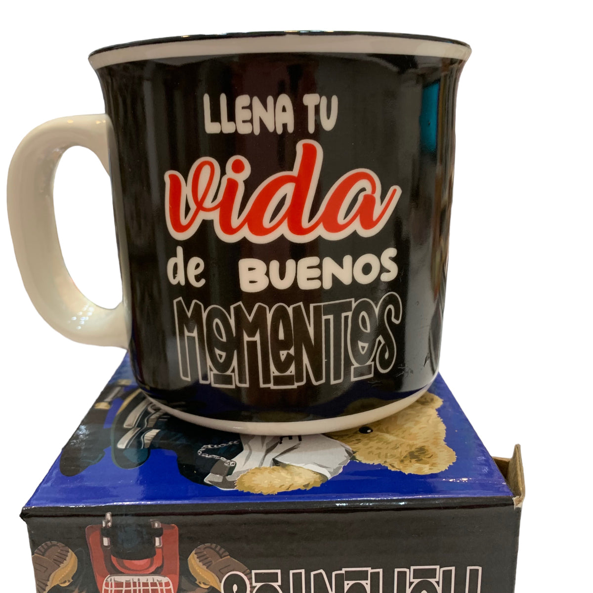 Taza de Oso en Moto de Porcelana de Color Negro de 400ml