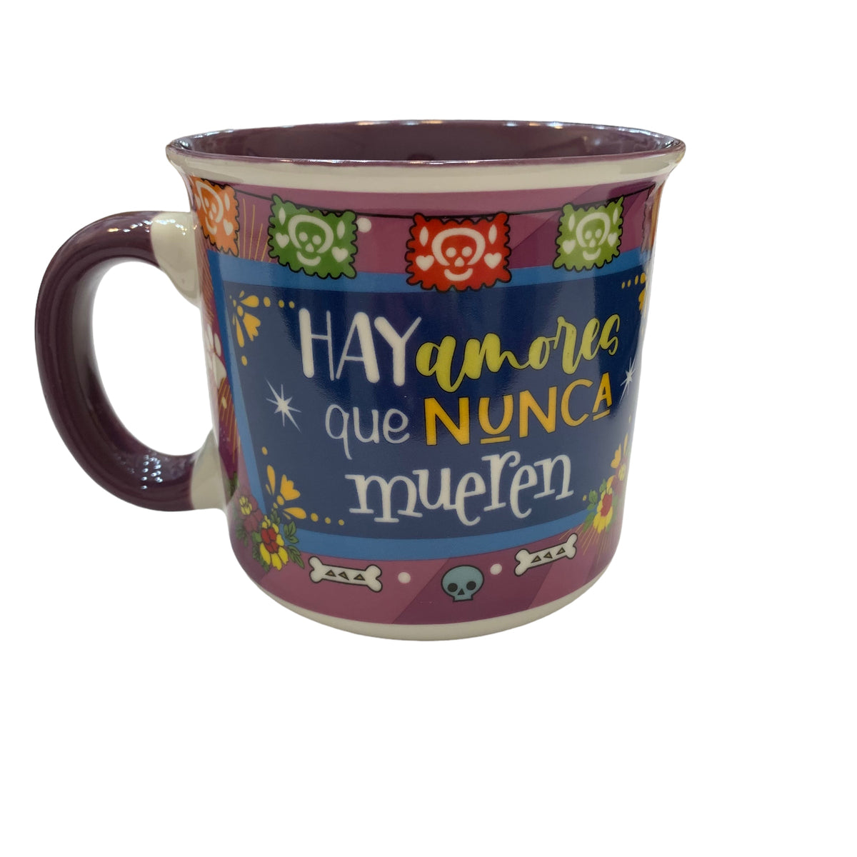 Taza de Perro Calaca y Hojas de Papel Picado de Porcelana de Color Negro de 400ml