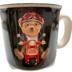 Taza de Oso en Moto de Porcelana de Color Negro de 400ml