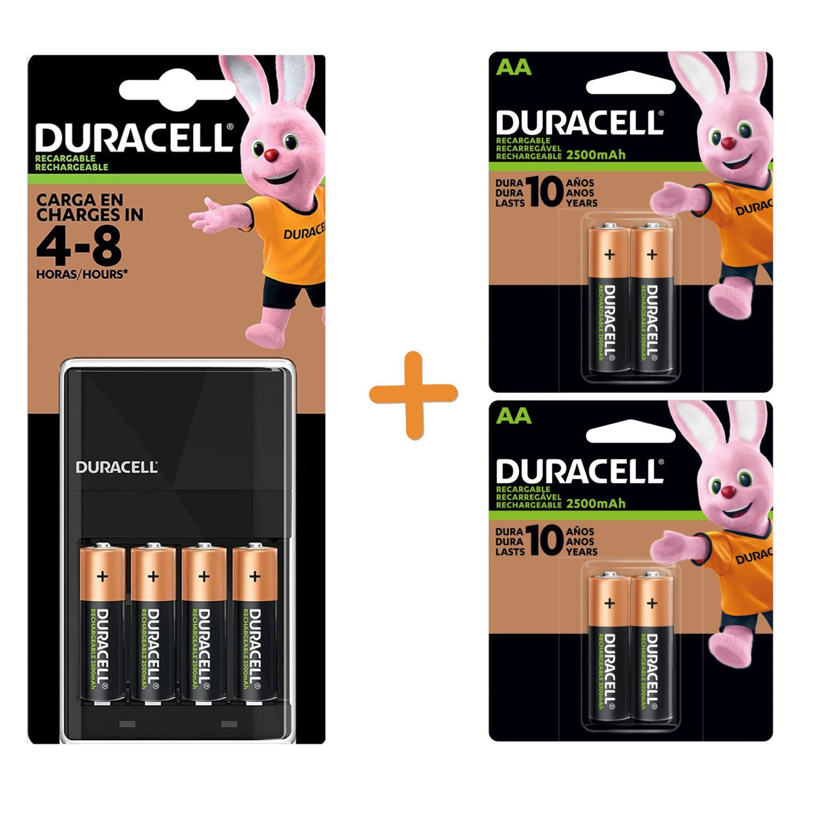 Paquete Cargador Duracell +4 Pilas recargables Duracell AA