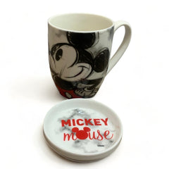 Taza de Porcelana Mickey Mouse con tapa 385ml.