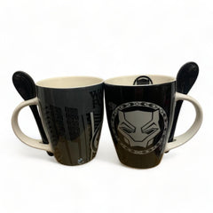 Juego de 2 tazas porcelana Black Panther con cuchara 310ml