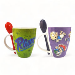 Juego de 2 tazas de porcelana con cuchara de Rugrats 310ml