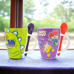 Juego de 2 tazas de porcelana con cuchara de Rugrats 310ml