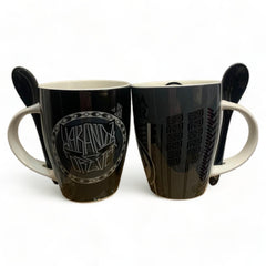 Juego de 2 tazas porcelana Black Panther con cuchara 310ml