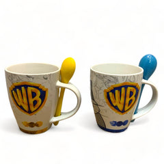 Juego de 2 tazas de porcelana con cuchara Warner 310ml
