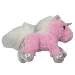 Peluche De Unicornio  Aurora Flopsie Rosa Pelo Blanco 25cm