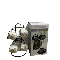 Juego De 4 Tarros De Ceáamica 300 Ml Con Base De M