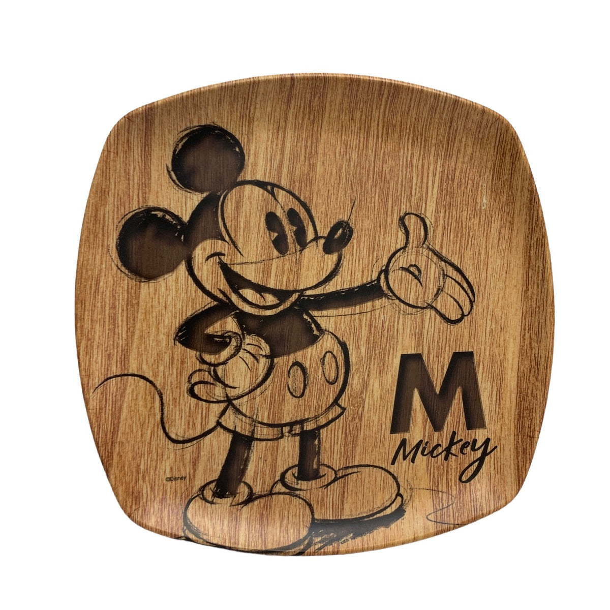 Plato Trinche Cuadrado De Bambu Mickey Mouse