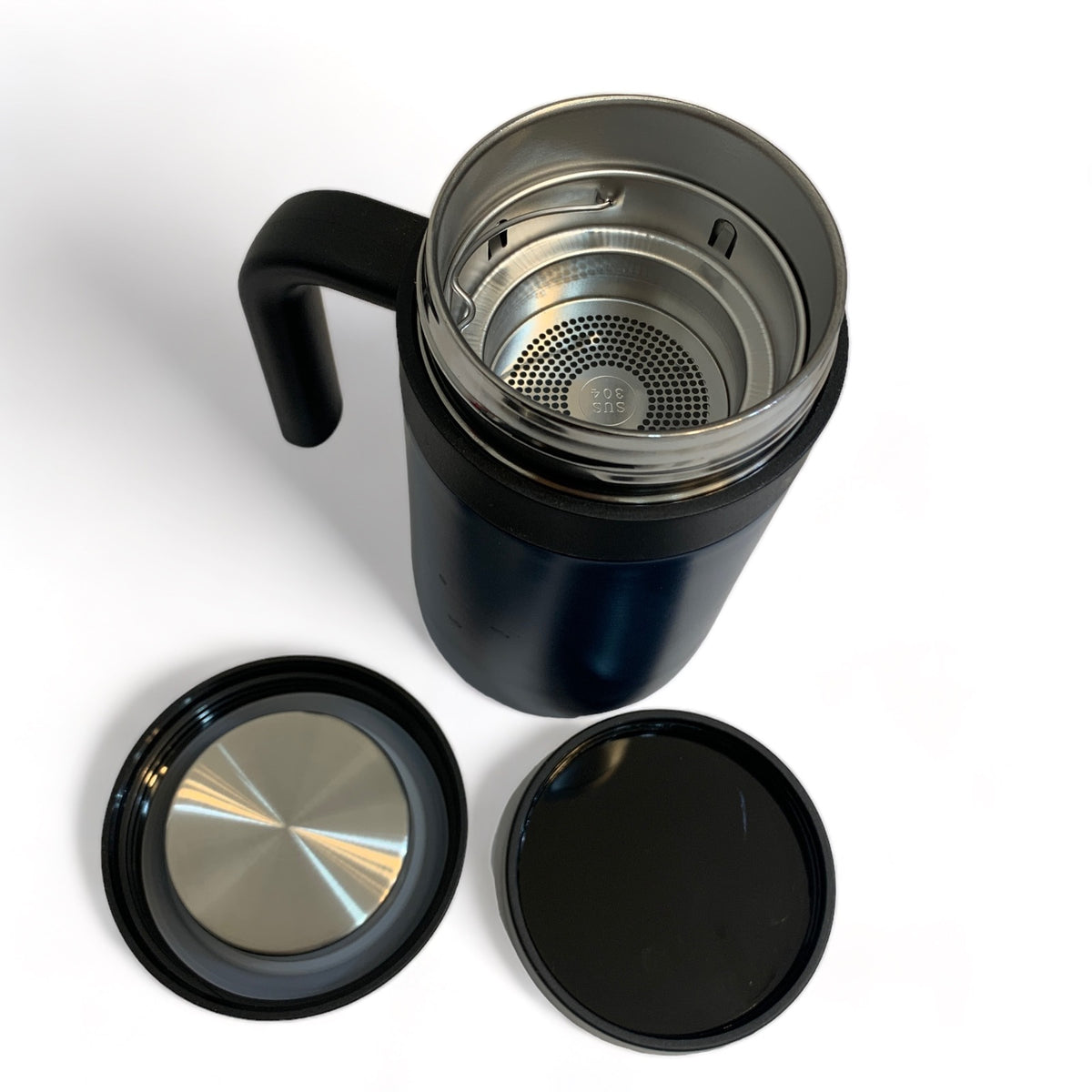 Termo Metalico Negro Con Azul